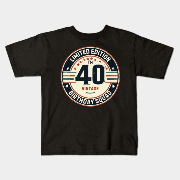 Limited Edition 40th Birthday Vintage Kids T-Shirt by TomFrontierArt